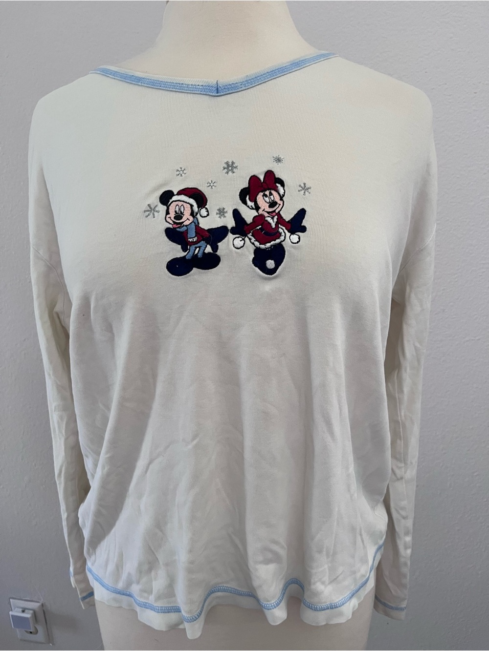 Vintage Walt Disney World Minnie & Mickey Christmas holiday pajama top XL
